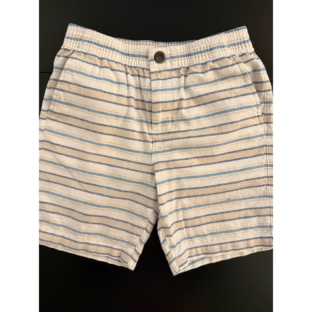 Janie and Jack Boys‎ Striped Linen Shorts Size 7 Cream/Blue Preppy Resortwear